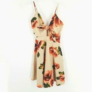 Studio 1011 Junior Floral Fit Flare Dress Keyhole